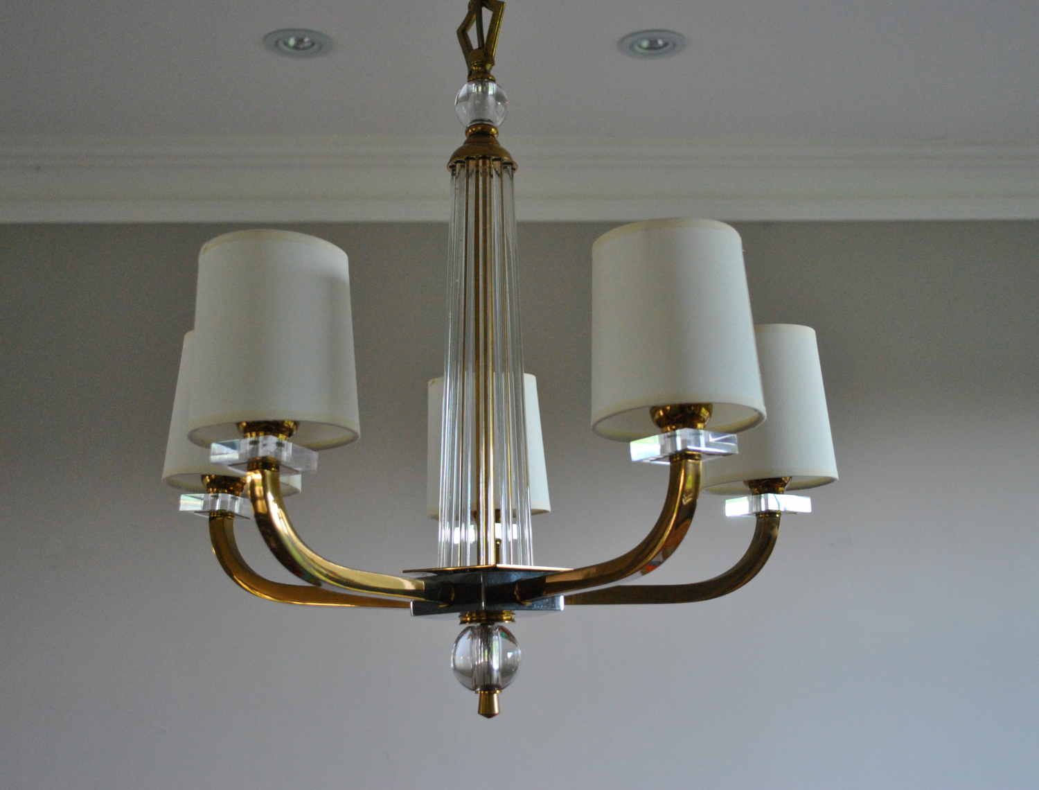 Brass and Glass Chandelier