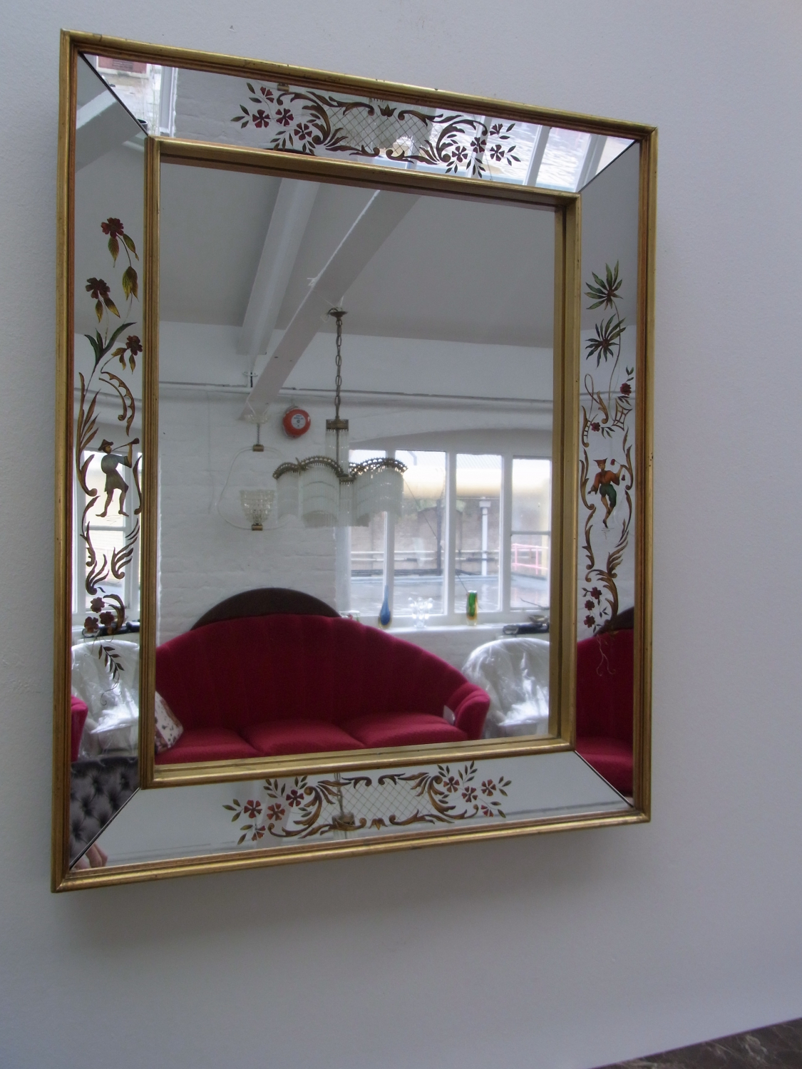 Mirror With Reverse-Painted Panels