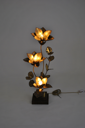Gilt Brass Flower Lamp