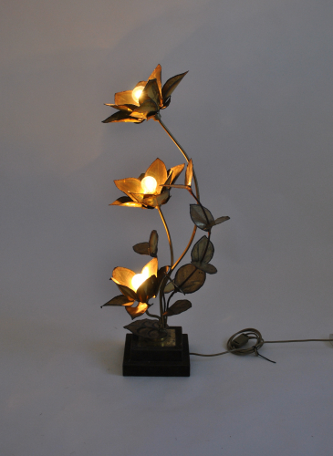 Gilt Brass Flower Lamp
