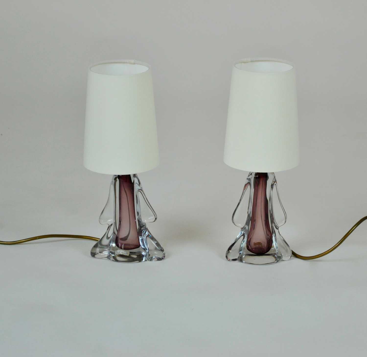 Lilac glass bedside lamps