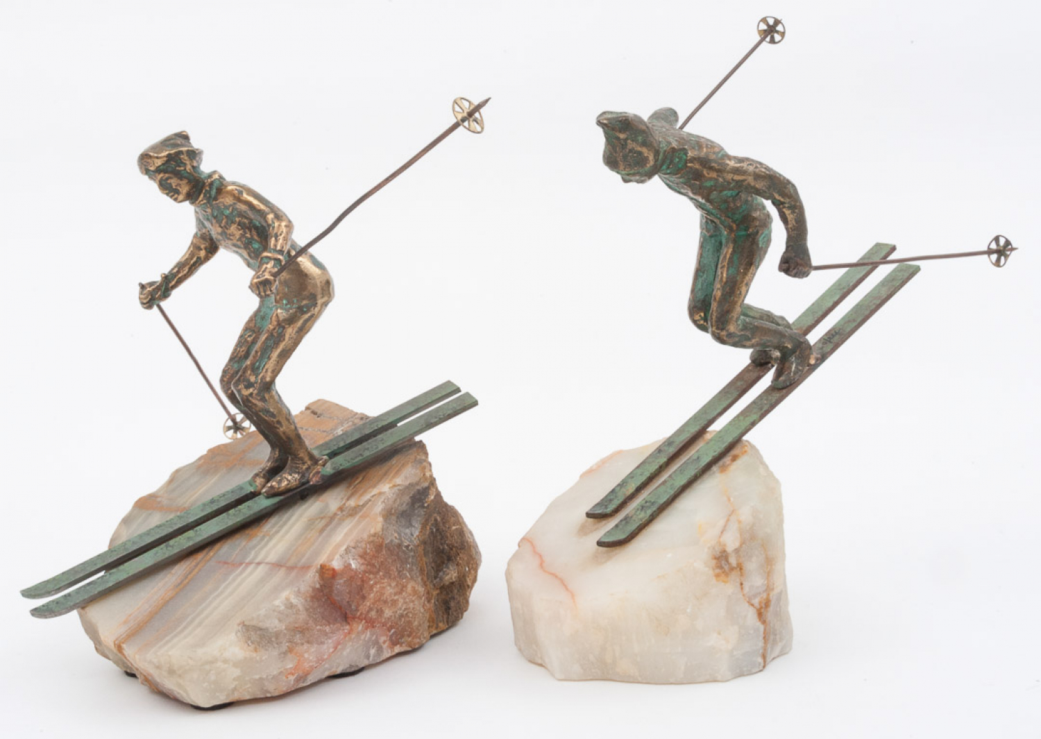 Pair of bronze skiers by Curtis Jere