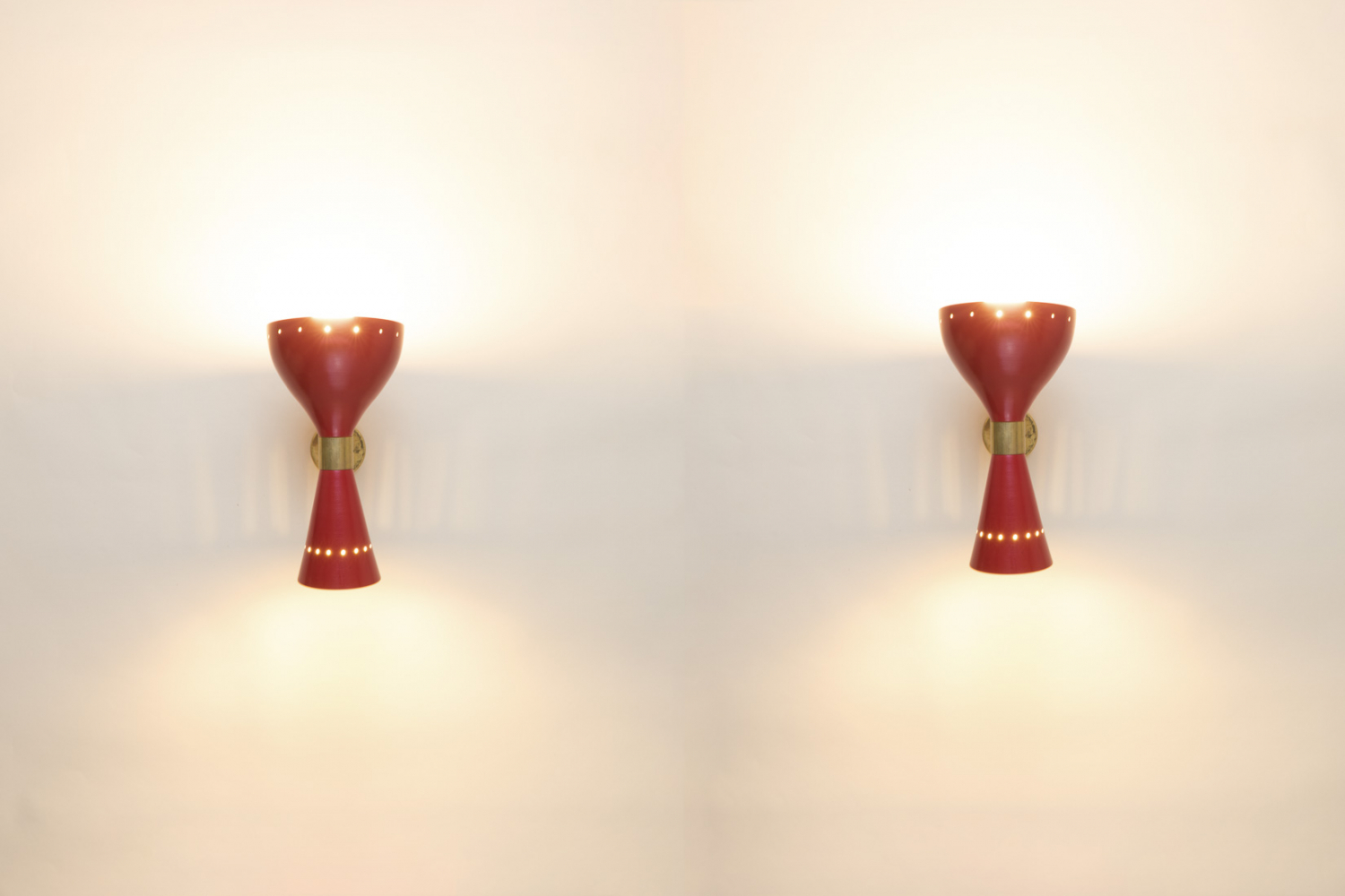 Red lacquer wall lights