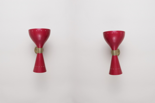 Red lacquer wall lights