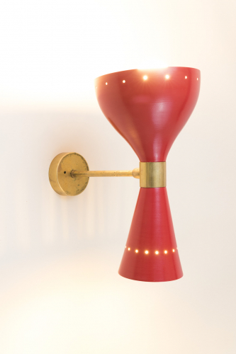 Red lacquer wall lights