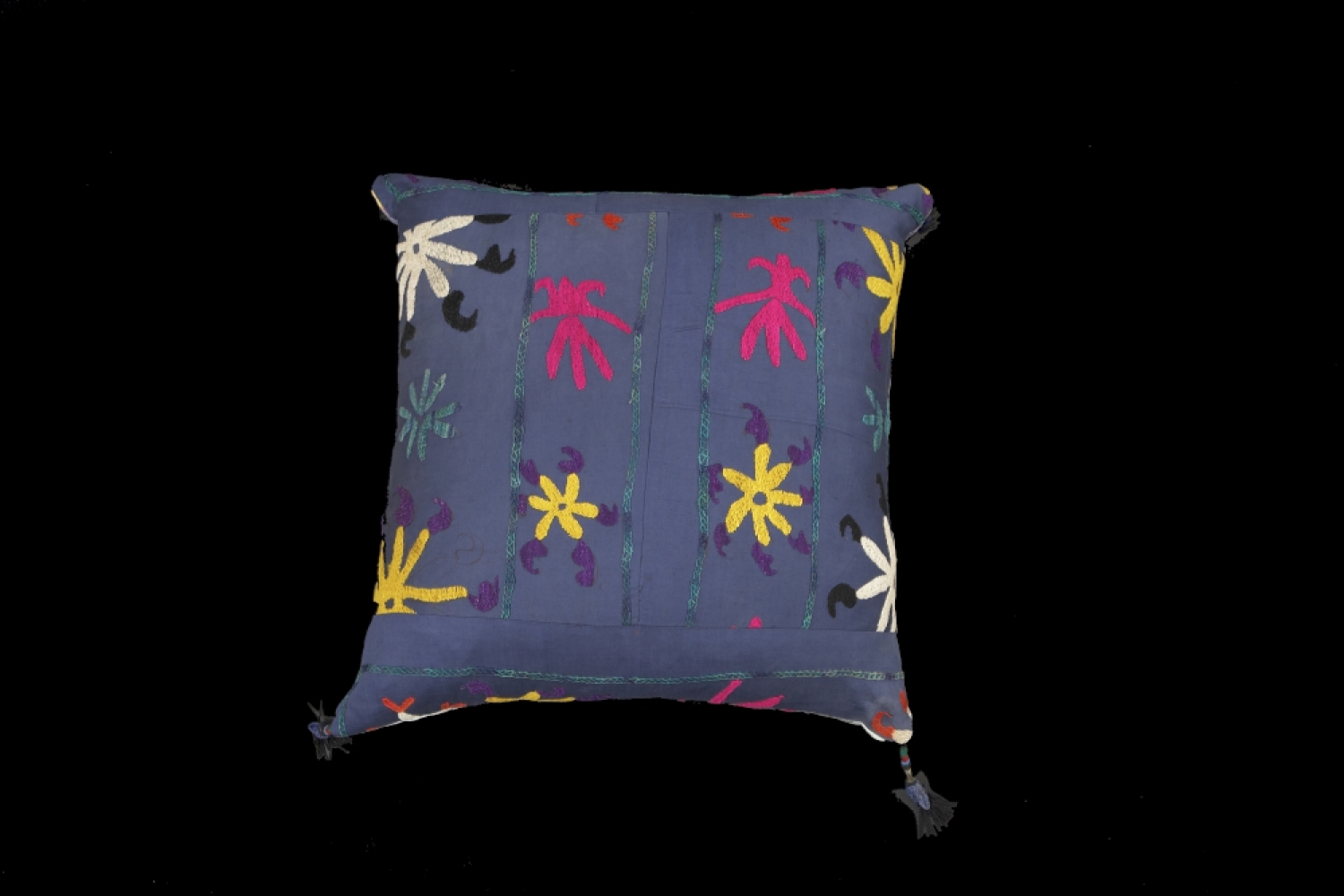 A large mid century Suzani embroidered cushion