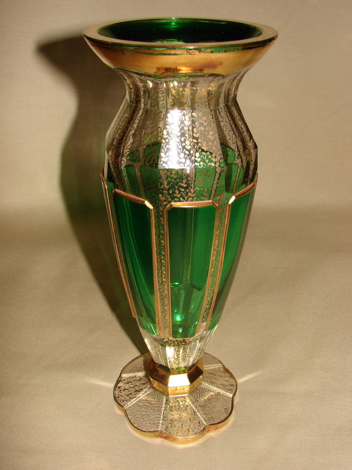 Green and Gold Art Deco Vase