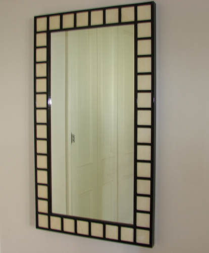 Ebony and parchement console table and mirror