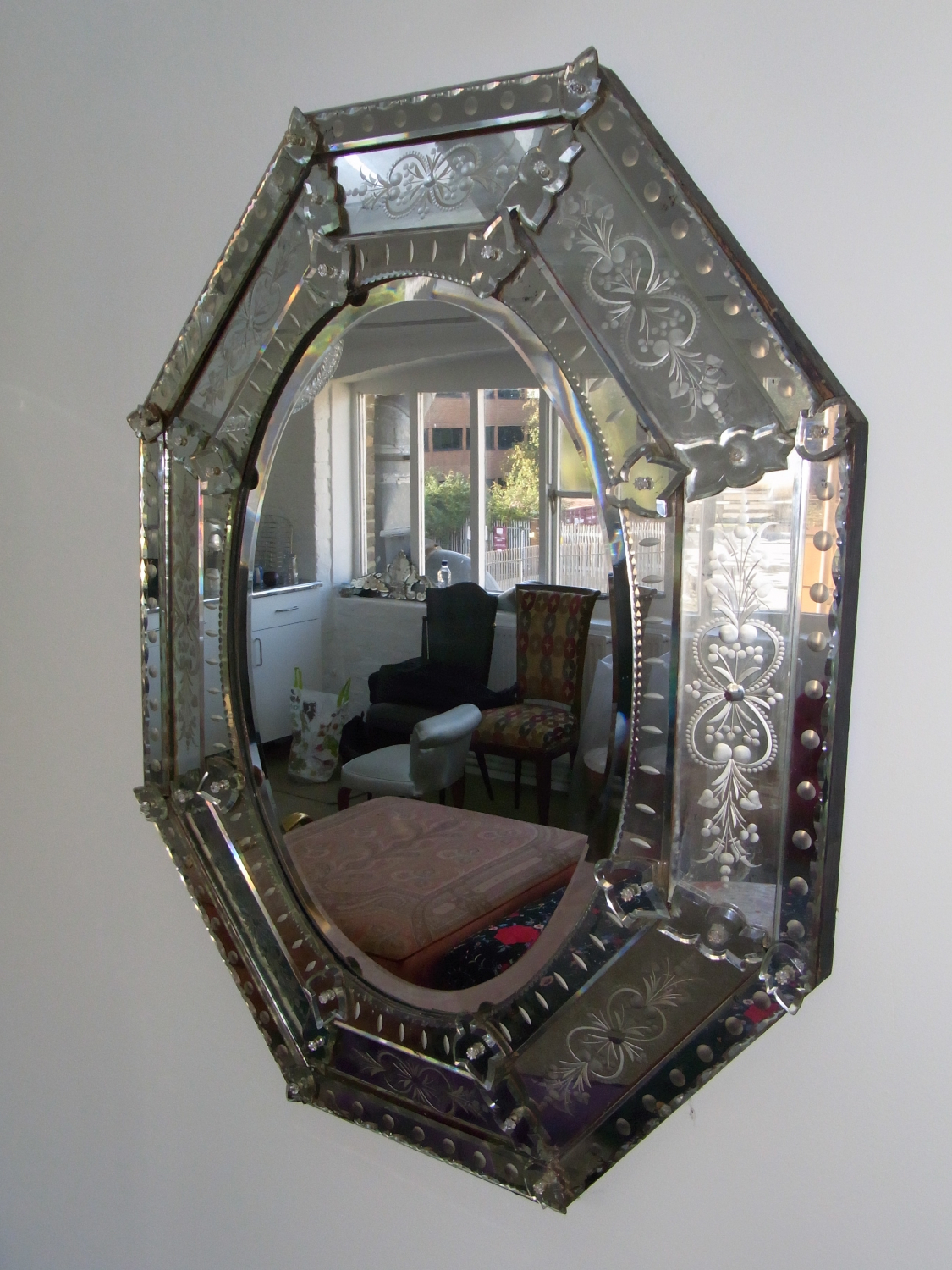 1920`s French Venetian style octagonal mirror