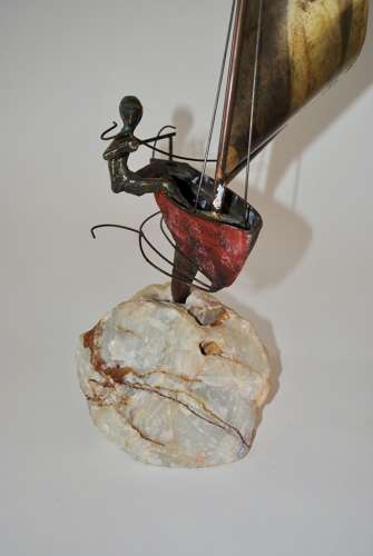 Curtis Jere Sailboat Sculpture