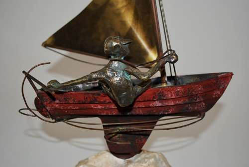 Curtis Jere Sailboat Sculpture
