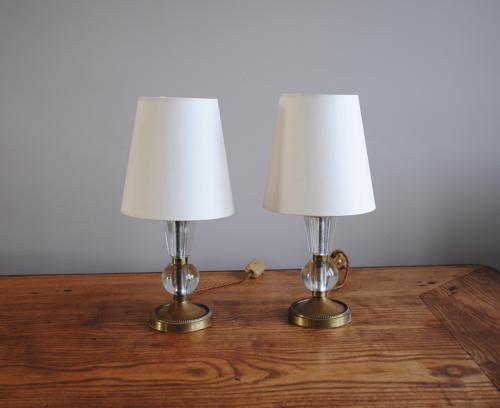 Brass and Glass Bedside Lamps