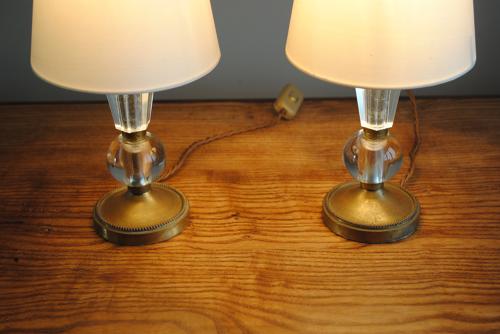 Brass and Glass Bedside Lamps