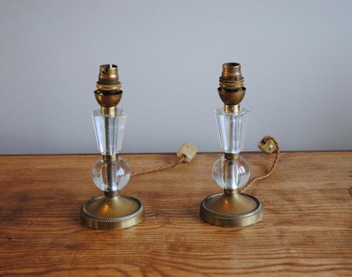 Brass and Glass Bedside Lamps