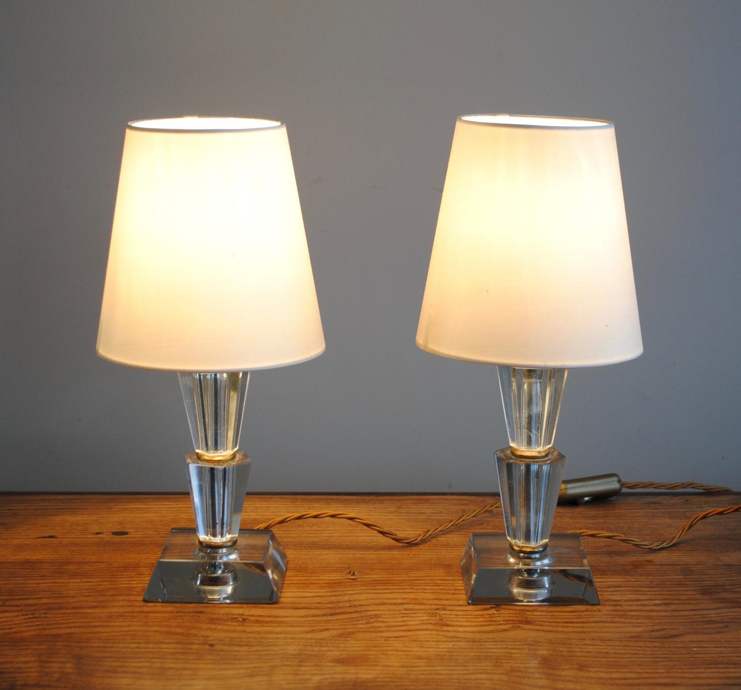 Pair of Glass Bedside Lamps