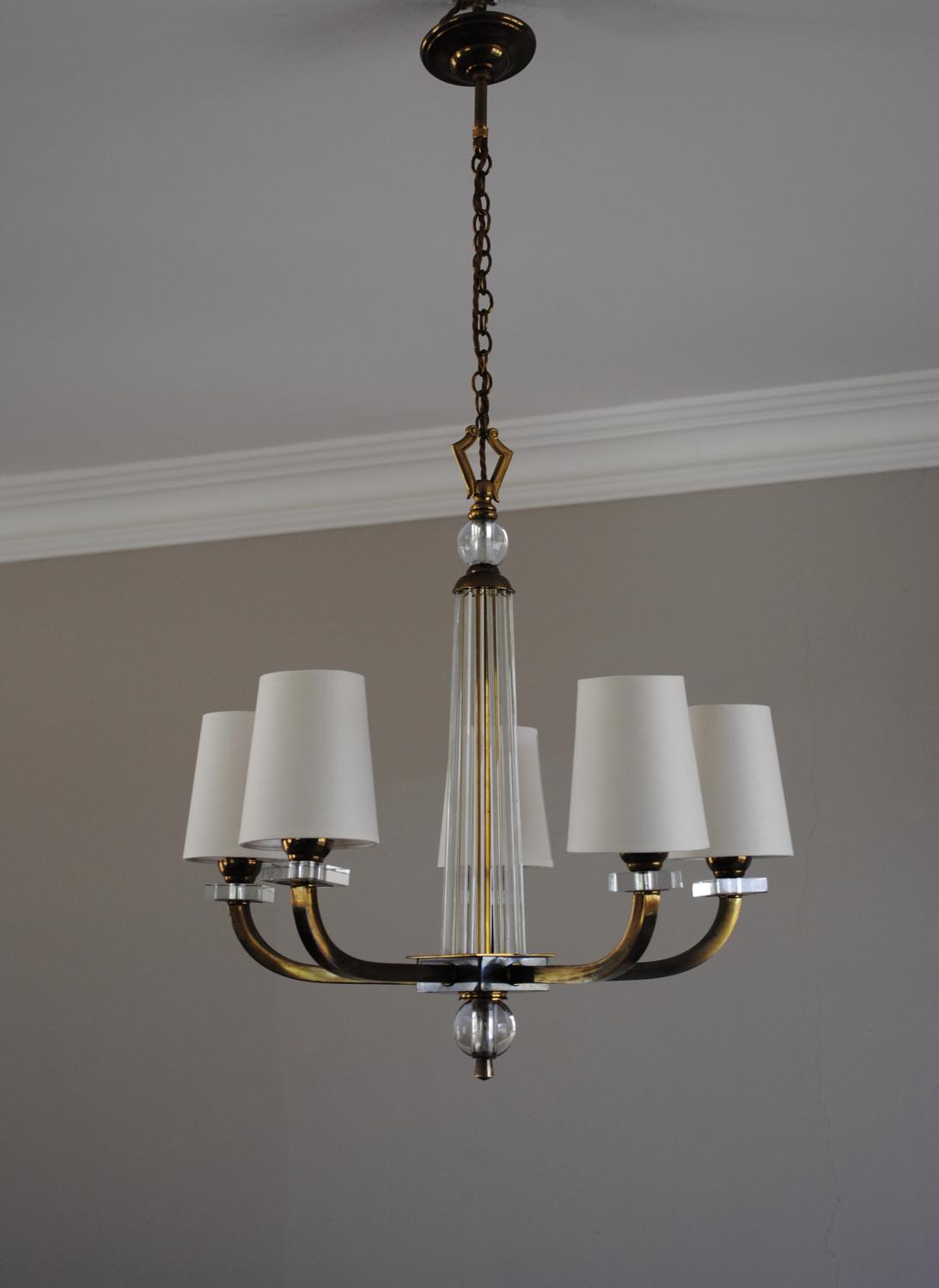 French Art Deco chandelier with 5 arms