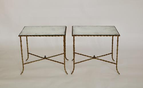 Pair of faux bamboo side tables