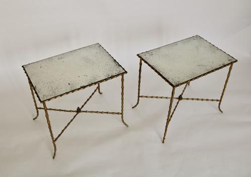 Pair of faux bamboo side tables