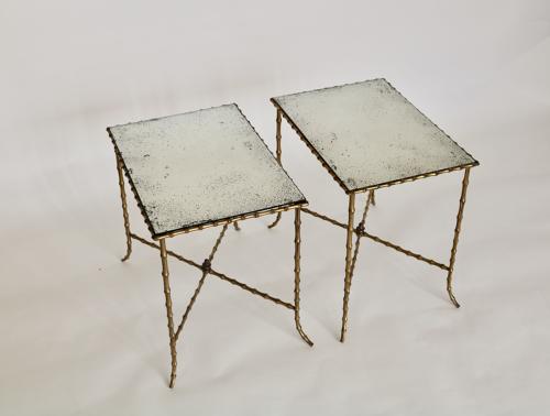Pair of faux bamboo side tables