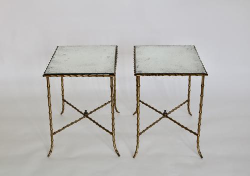 Pair of faux bamboo side tables