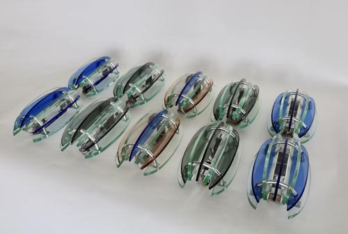 Selection of pairs of coloured wall lights