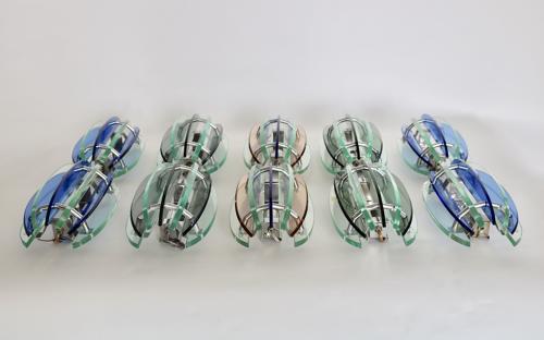 Selection of pairs of coloured wall lights