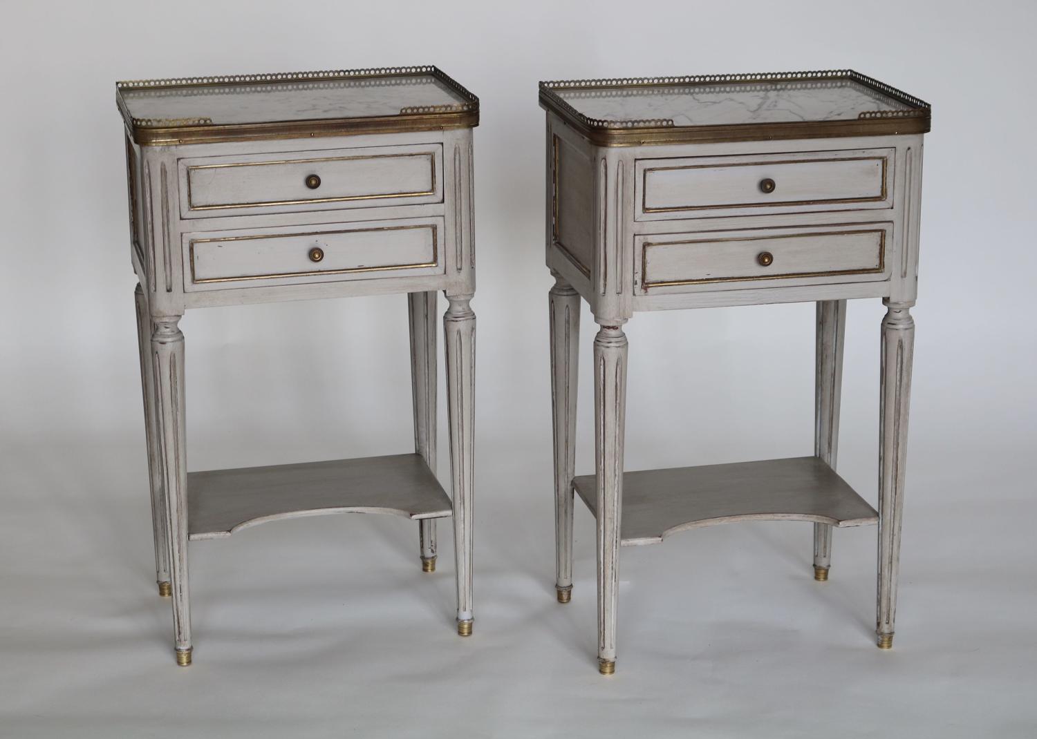 Pair of galleried bedside tables
