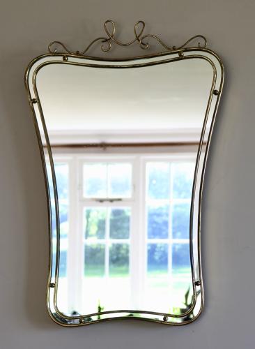 Scroll topped Italian Brass Mirror