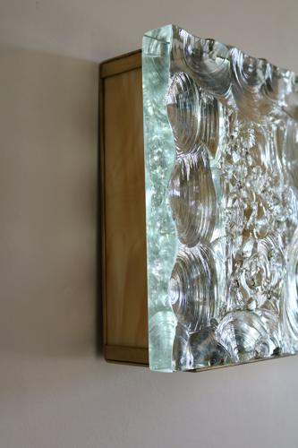 Pair of Glass and Brass Wall Lights