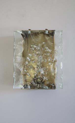 Pair of Glass and Brass Wall Lights