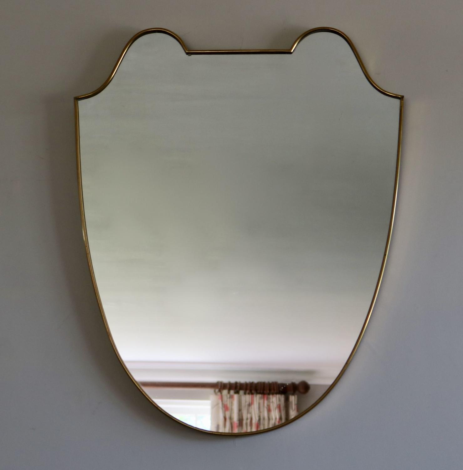 Brass Shield Shaped Mirror
