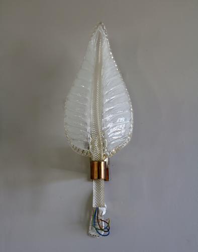 Pair of Glass Leaf Wall Lights