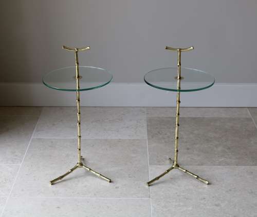 Pair of Brass and Glass Side Tables