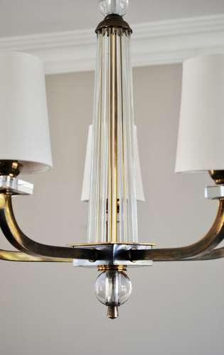 French Art Deco 5 Arm Chandelier