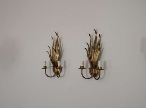 Gold Tole Leaf Wall Lights