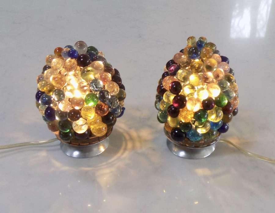Pair Coloured Glass Lamps