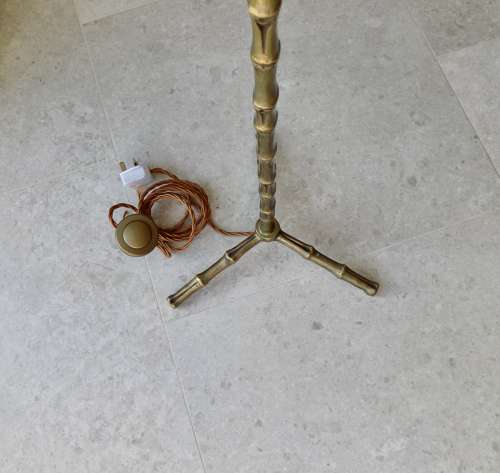 Pair of brass bamboo floor lamps
