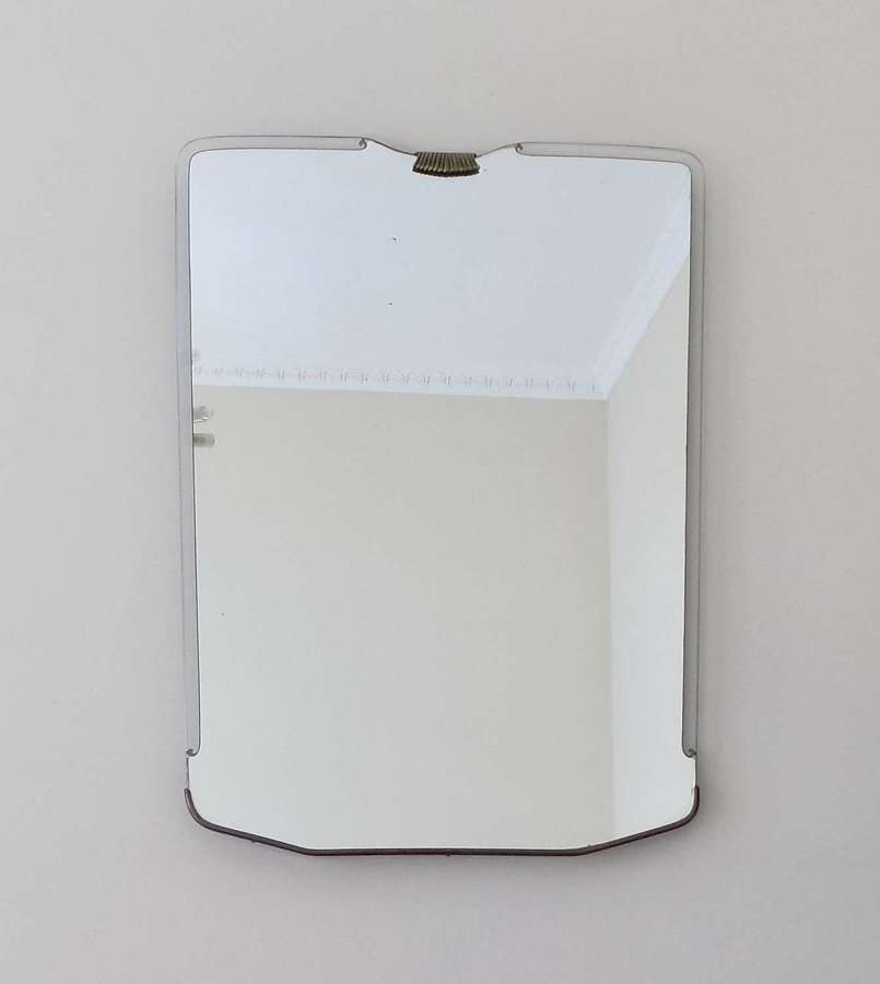 Italian frameless mid-century brass mirror
