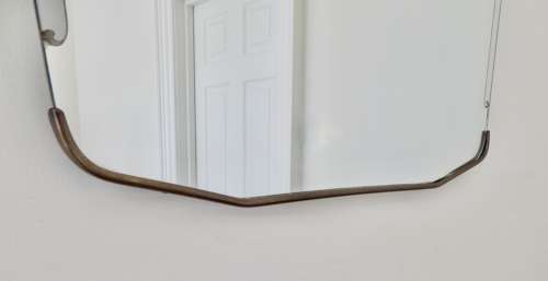Italian frameless mid-century brass mirror