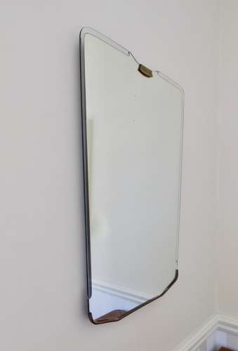Italian frameless mid-century brass mirror