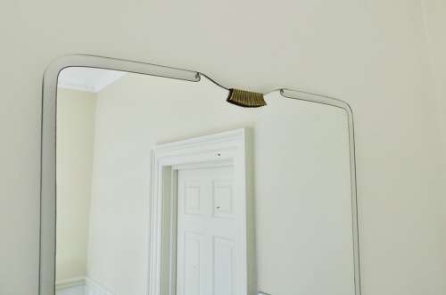 Italian frameless mid-century brass mirror
