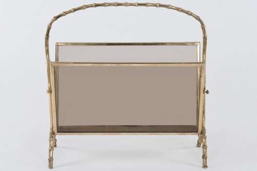 Bamboo Magazine Rack with Smoked Glass