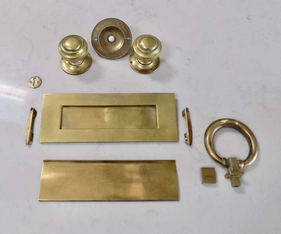 Mid-Century Brass Door Furniture Set