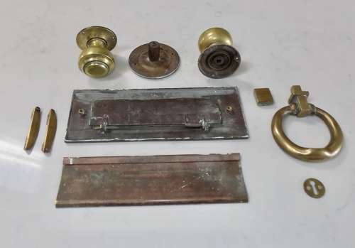 Mid-Century Brass Door Furniture Set