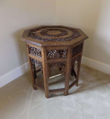 Large Anglo Indian Table With Fretwork Sides