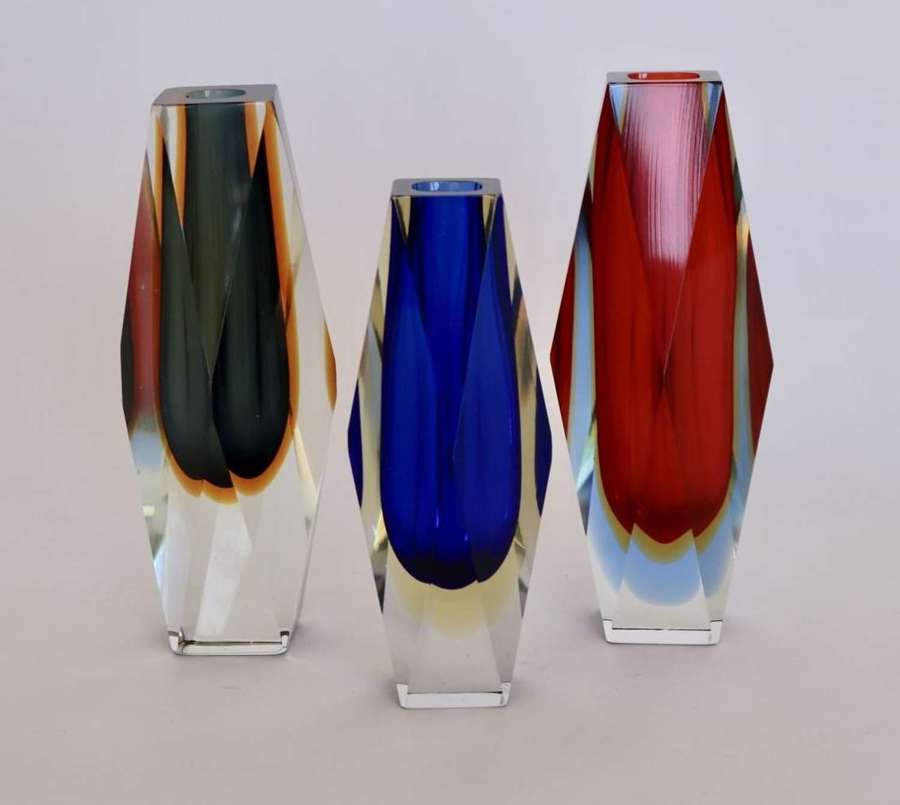 Set Of 3 Sommerso Vases