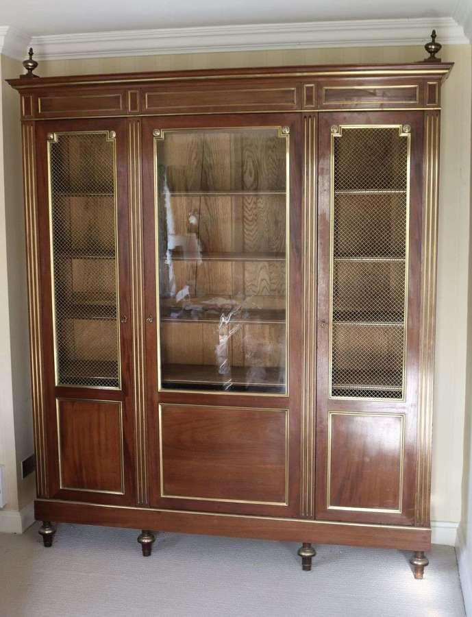 Brass Inlaid Empire Bookcase