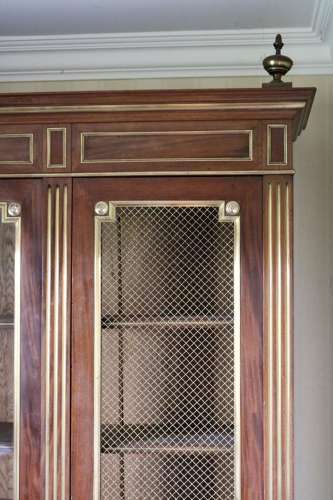Brass Inlaid Empire Bookcase