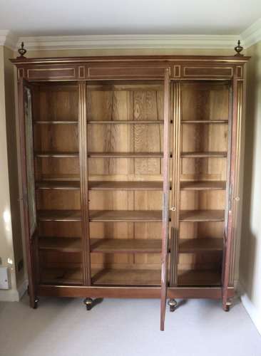 Brass Inlaid Empire Bookcase