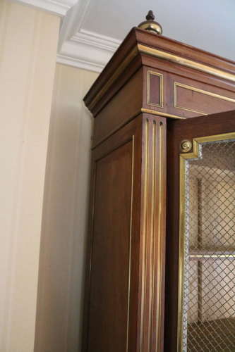 Brass Inlaid Empire Bookcase